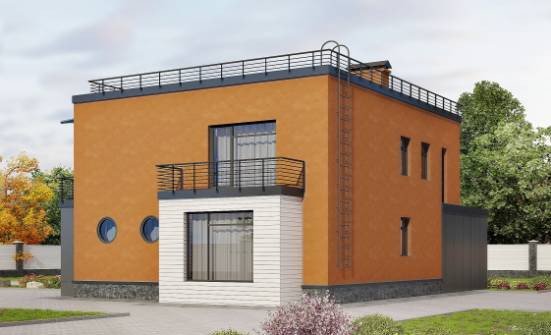 260-002-Л Проект двухэтажного дома и гаражом, огромный домик из поризованных блоков Омск | Проекты домов от House Expert