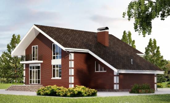 180-001-Л Проект двухэтажного дома с мансардой, гараж, бюджетный домик из твинблока Омск | Проекты домов от House Expert