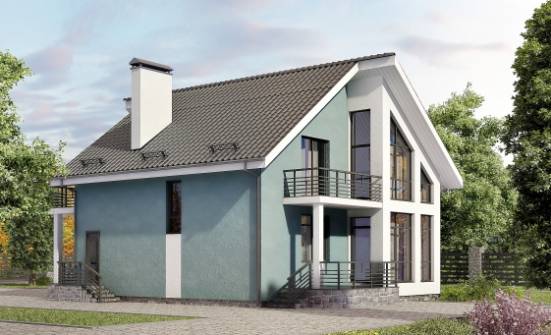 170-006-П Проект двухэтажного дома с мансардой, небольшой домик из твинблока Омск | Проекты домов от House Expert