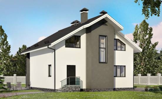 150-005-Л Проект двухэтажного дома с мансардой, классический дом из блока Омск | Проекты домов от House Expert