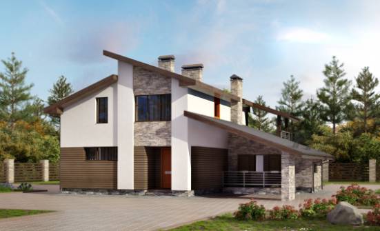 200-010-П Проект двухэтажного дома с мансардой и гаражом, современный домик из газосиликатных блоков Омск | Проекты домов от House Expert