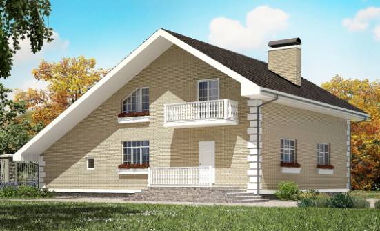 190-005-П Проект двухэтажного дома мансардой и гаражом, простой домик из бризолита Омск | Проекты домов от House Expert