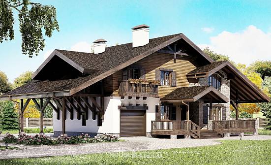 270-001-Л Проект двухэтажного дома мансардный этаж, гараж, классический домик из кирпича Омск | Проекты домов от House Expert