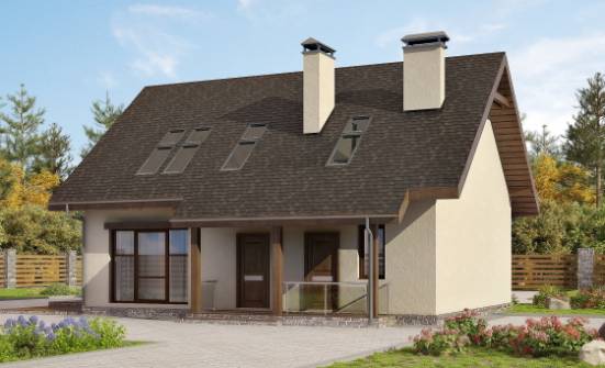 155-012-Л Проект двухэтажного дома с мансардой, экономичный домик из пеноблока Омск | Проекты домов от House Expert