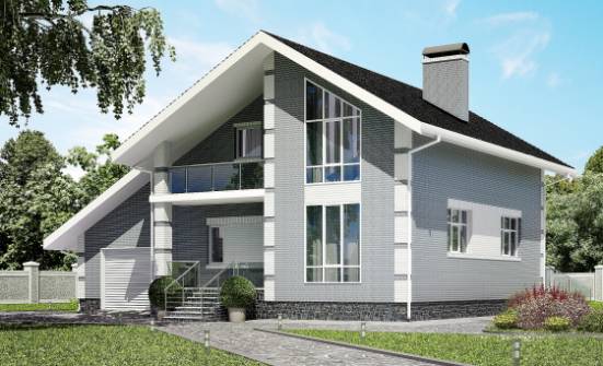 190-006-Л Проект двухэтажного дома с мансардой, гараж, просторный коттедж из твинблока Омск | Проекты домов от House Expert