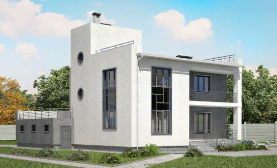 255-001-П Проект двухэтажного дома, гараж, красивый коттедж из арболита Омск | Проекты домов от House Expert