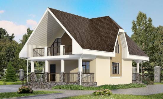 125-001-Л Проект двухэтажного дома с мансардой, экономичный коттедж из арболита Омск | Проекты домов от House Expert