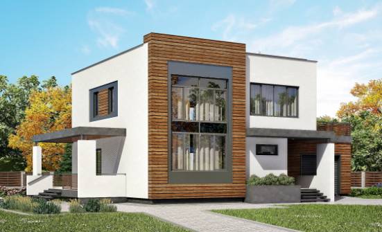 220-003-П Проект двухэтажного дома, гараж, просторный коттедж из газобетона Омск | Проекты домов от House Expert