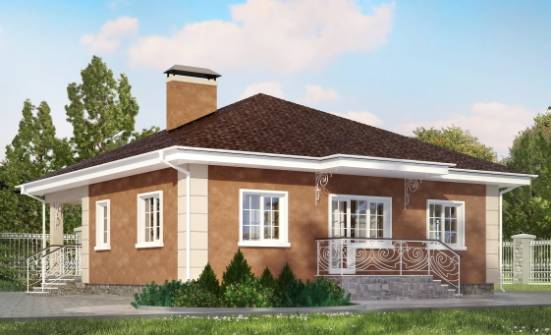 100-001-Л Проект одноэтажного дома, компактный домик из бризолита Омск | Проекты домов от House Expert