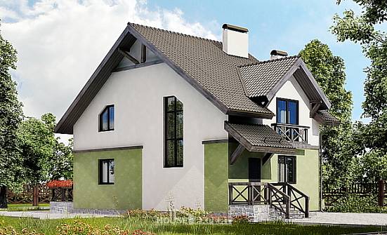 120-003-П Проект двухэтажного дома мансардный этаж, небольшой коттедж из газобетона Омск | Проекты домов от House Expert