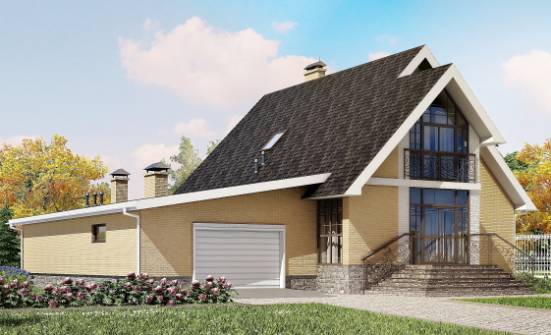 250-001-Л Проект двухэтажного дома мансардой и гаражом, уютный загородный дом из газобетона Омск | Проекты домов от House Expert