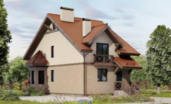 120-003-Л Проект двухэтажного дома с мансардой, скромный домик из газосиликатных блоков Омск | Проекты домов от House Expert
