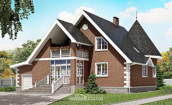 220-002-Л Проект двухэтажного дома с мансардным этажом и гаражом, простой дом из бризолита Омск | Проекты домов от House Expert