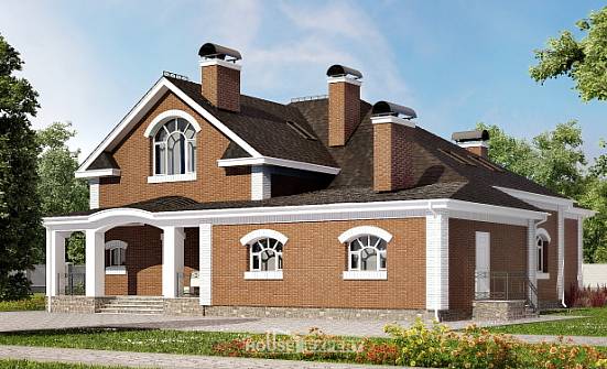400-003-П Проект двухэтажного дома с мансардой, большой домик из арболита Омск | Проекты домов от House Expert