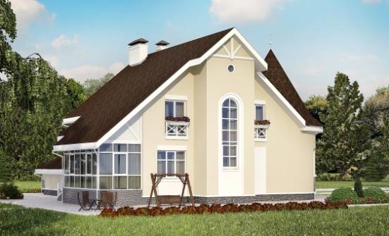 275-001-Л Проект двухэтажного дома мансардой, гараж, современный дом из кирпича Омск | Проекты домов от House Expert