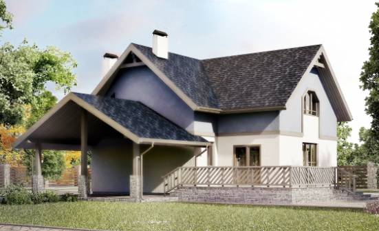 150-011-П Проект двухэтажного дома с мансардой и гаражом, компактный дом из твинблока Омск | Проекты домов от House Expert