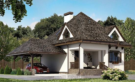 110-002-Л Проект двухэтажного дома мансардой, гараж, недорогой загородный дом из арболита Омск | Проекты домов от House Expert