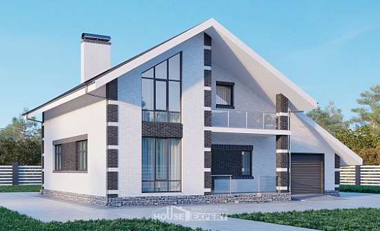 190-008-П Проект двухэтажного дома с мансардой, гараж, просторный загородный дом из керамзитобетонных блоков Омск | Проекты домов от House Expert