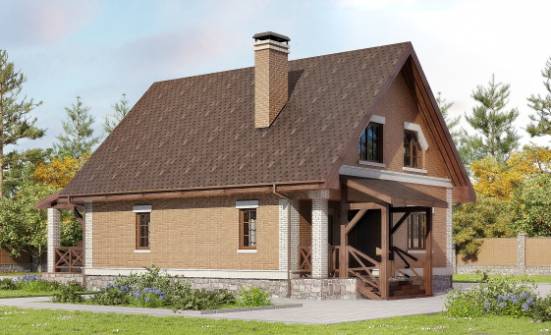 160-011-Л Проект двухэтажного дома с мансардой, недорогой домик из теплоблока Омск | Проекты домов от House Expert