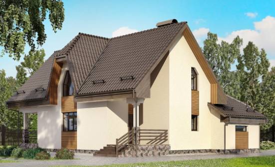 150-001-Л Проект двухэтажного дома мансардой, гараж, уютный коттедж из керамзитобетонных блоков Омск | Проекты домов от House Expert