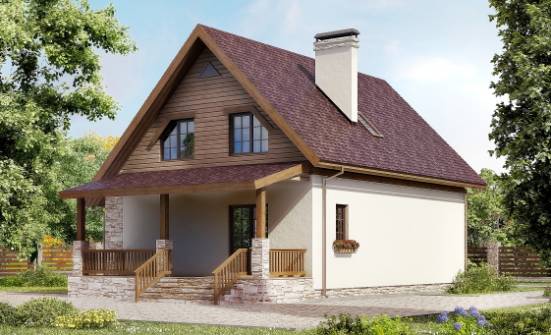 140-001-П Проект двухэтажного дома мансардой, простой коттедж из бризолита Омск | Проекты домов от House Expert
