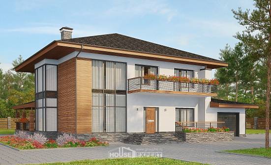 305-001-П Проект двухэтажного дома, гараж, огромный домик из пеноблока Омск | Проекты домов от House Expert
