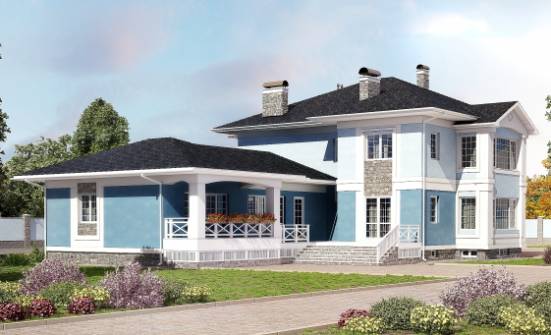 620-001-П Проект трехэтажного дома и гаражом, огромный коттедж из теплоблока Омск | Проекты домов от House Expert