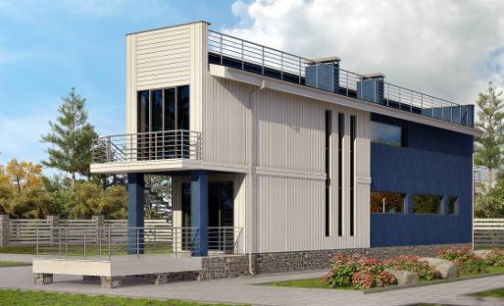 100-003-П Проект двухэтажного дома, простой загородный дом из поризованных блоков Омск | Проекты домов от House Expert
