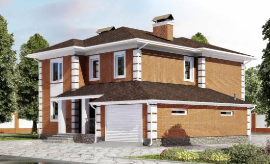 220-004-Л Проект двухэтажного дома, гараж, простой коттедж из кирпича Омск | Проекты домов от House Expert