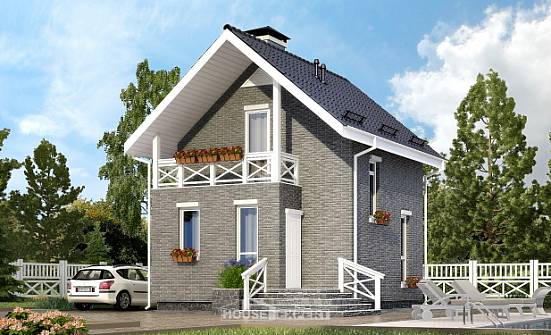 045-001-П Проект двухэтажного дома с мансардным этажом, бюджетный коттедж из пеноблока Омск | Проекты домов от House Expert