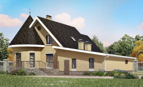 250-001-Л Проект двухэтажного дома мансардой и гаражом, уютный загородный дом из газобетона Омск | Проекты домов от House Expert