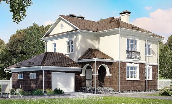 190-002-Л Проект двухэтажного дома и гаражом, простой дом из блока Омск | Проекты домов от House Expert