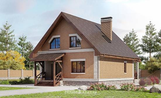 160-011-Л Проект двухэтажного дома с мансардой, недорогой домик из теплоблока Омск | Проекты домов от House Expert