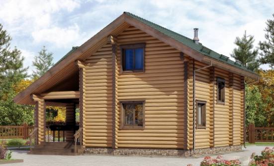 110-005-П Проект двухэтажного дома мансардой, доступный дом из бревен Омск | Проекты домов от House Expert