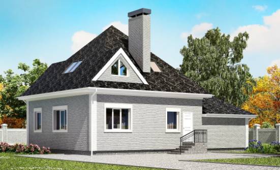 135-001-Л Проект двухэтажного дома с мансардой, гараж, экономичный коттедж из кирпича Омск | Проекты домов от House Expert