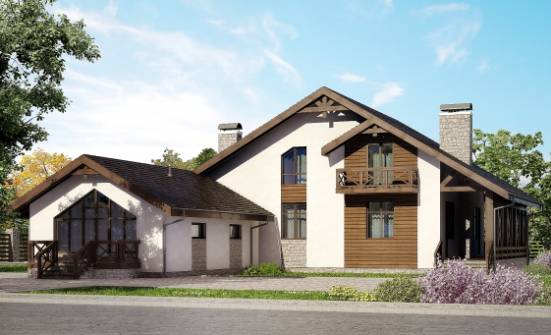 265-001-П Проект двухэтажного дома с мансардным этажом и гаражом, красивый загородный дом из газобетона Омск | Проекты домов от House Expert