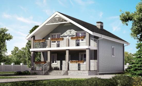 150-007-П Проект двухэтажного дома мансардой, классический коттедж из арболита Омск | Проекты домов от House Expert