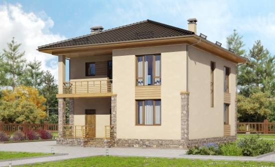 170-005-Л Проект двухэтажного дома, красивый загородный дом из блока Омск | Проекты домов от House Expert