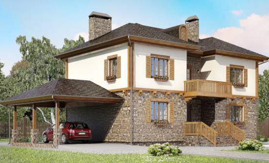 155-006-Л Проект двухэтажного дома и гаражом, простой домик из бризолита Омск | Проекты домов от House Expert