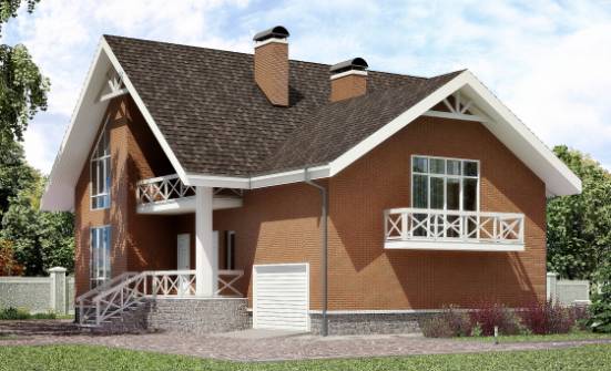 215-001-П Проект двухэтажного дома с мансардой, гараж, просторный дом из блока Омск | Проекты домов от House Expert