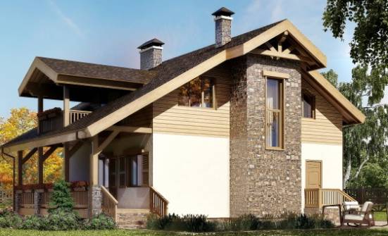150-004-П Проект двухэтажного дома с мансардой, бюджетный домик из теплоблока Омск | Проекты домов от House Expert