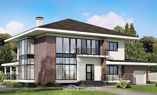 275-002-П Проект двухэтажного дома и гаражом, большой коттедж из кирпича Омск | Проекты домов от House Expert