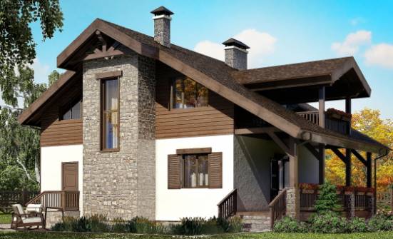 150-004-Л Проект двухэтажного дома с мансардным этажом, простой дом из арболита Омск | Проекты домов от House Expert