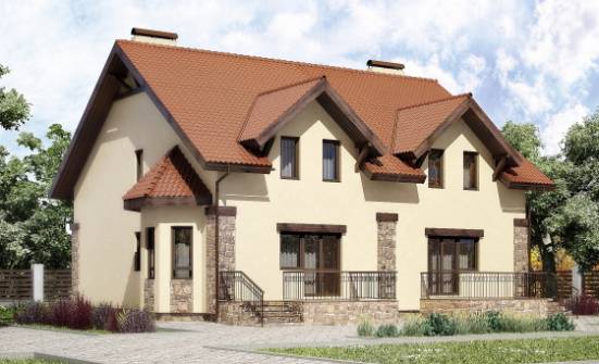 240-001-П Проект двухэтажного дома мансардой, красивый дом из твинблока Омск | Проекты домов от House Expert