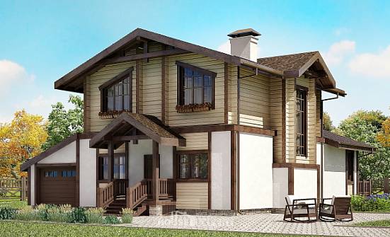 190-004-П Проект двухэтажного дома мансардой, гараж, современный загородный дом из блока из бревен Омск | Проекты домов от House Expert