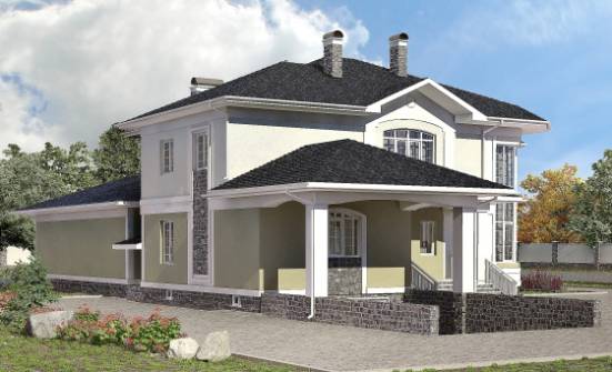 620-001-Л Проект трехэтажного дома, гараж, красивый домик из бризолита Омск | Проекты домов от House Expert