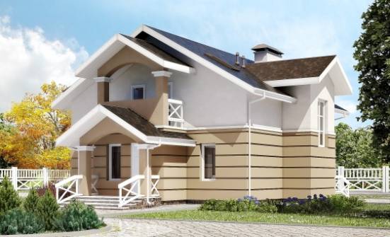 155-009-П Проект двухэтажного дома с мансардой, классический домик из блока Омск | Проекты домов от House Expert
