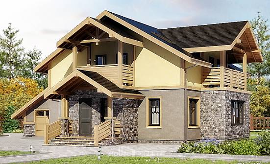 180-011-П Проект двухэтажного дома с мансардным этажом, гараж, небольшой коттедж из поризованных блоков Омск | Проекты домов от House Expert