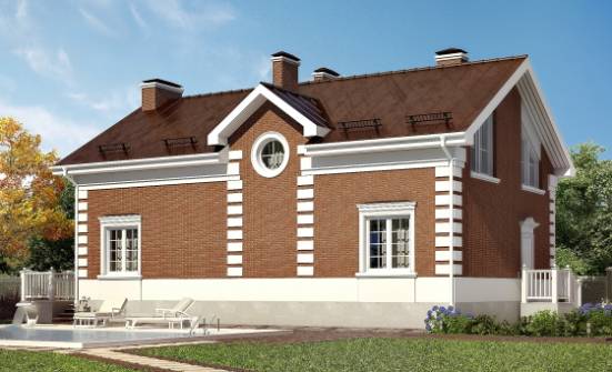 160-009-П Проект двухэтажного дома мансардой, скромный загородный дом из газобетона Омск | Проекты домов от House Expert