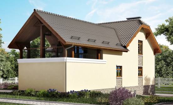 255-003-П Проект трехэтажного дома с мансардным этажом, гараж, уютный домик из газобетона Омск | Проекты домов от House Expert